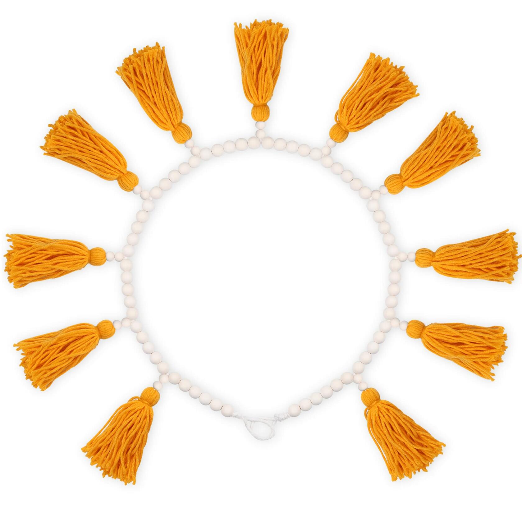 Tassels Garland Wood Bead Boho Decor Macrame Banner Yellow Nursery Baby Shower