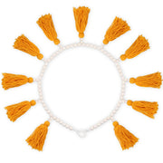 Tassels Garland Wood Bead Boho Decor Macrame Banner Yellow Nursery Baby Shower