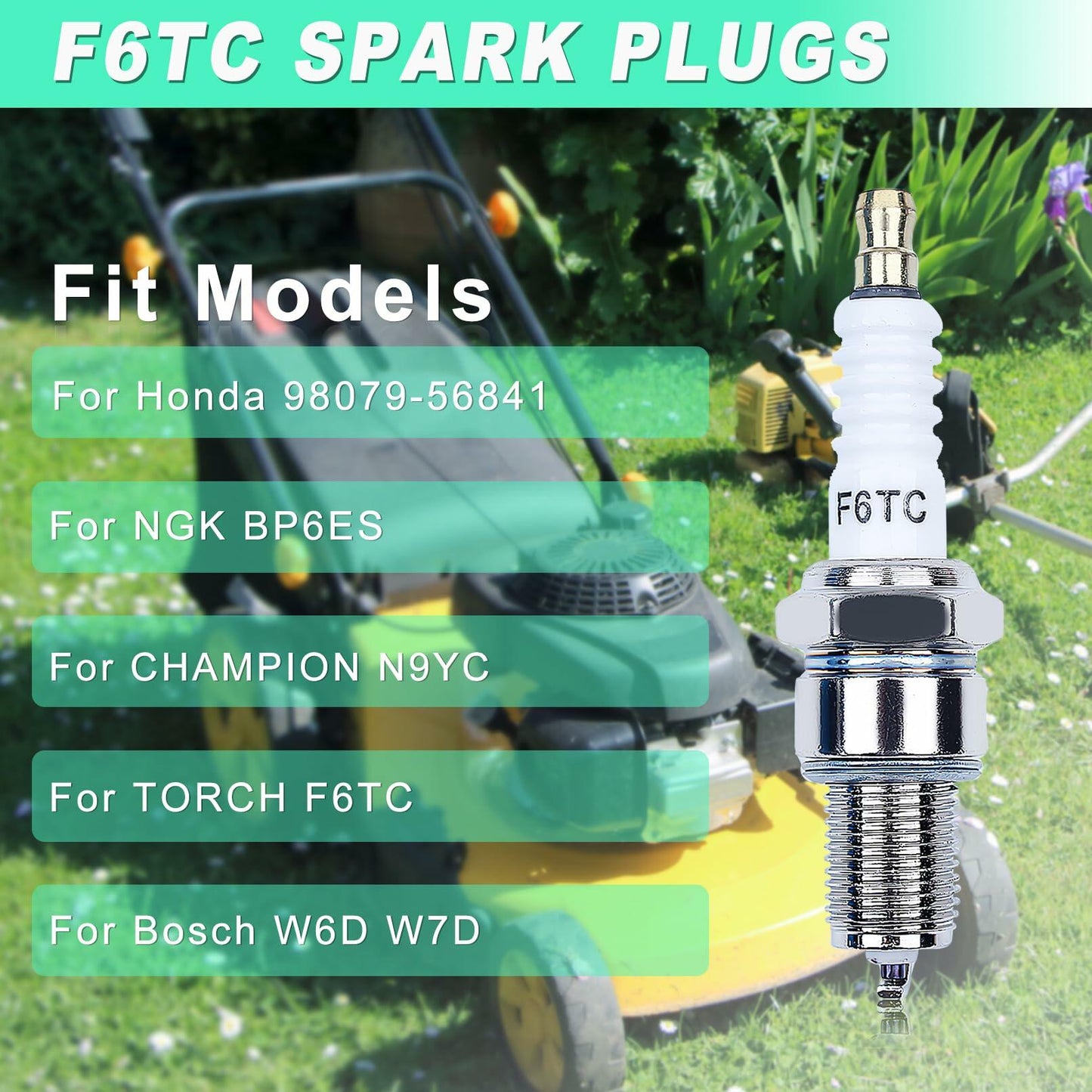 Adefol F6TC Spark Plug for NGK BP6ES Champion N9YC GX Series 4 Pack