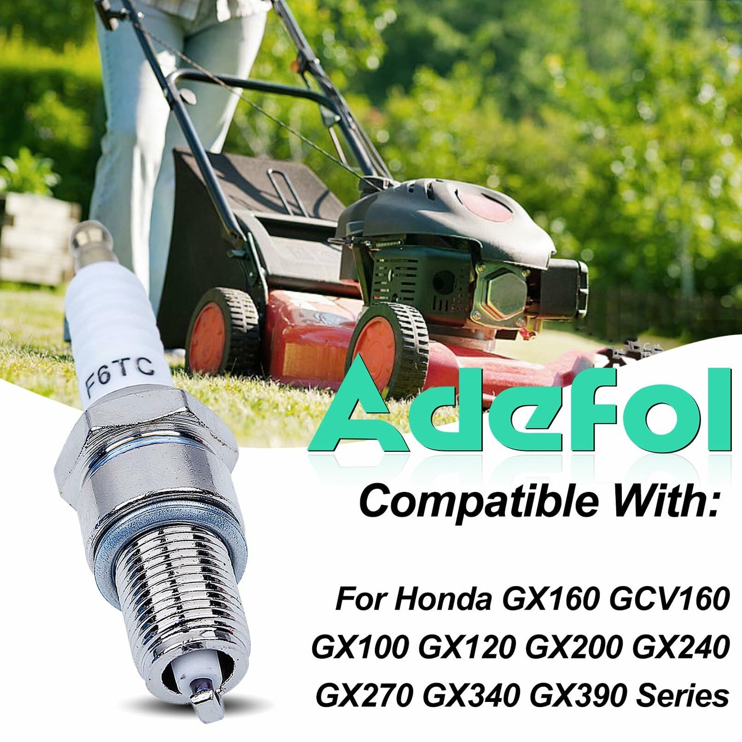 Adefol F6TC Spark Plug for NGK BP6ES Champion N9YC GX Series 4 Pack