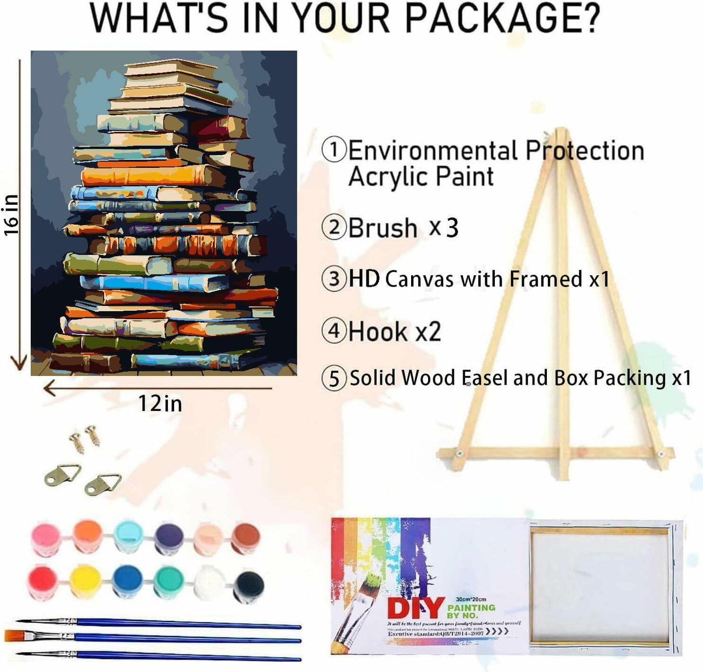 Eiazuiks Paint by Number Kit for Adults 12x16 Canvas with Frame & 2 Brushes