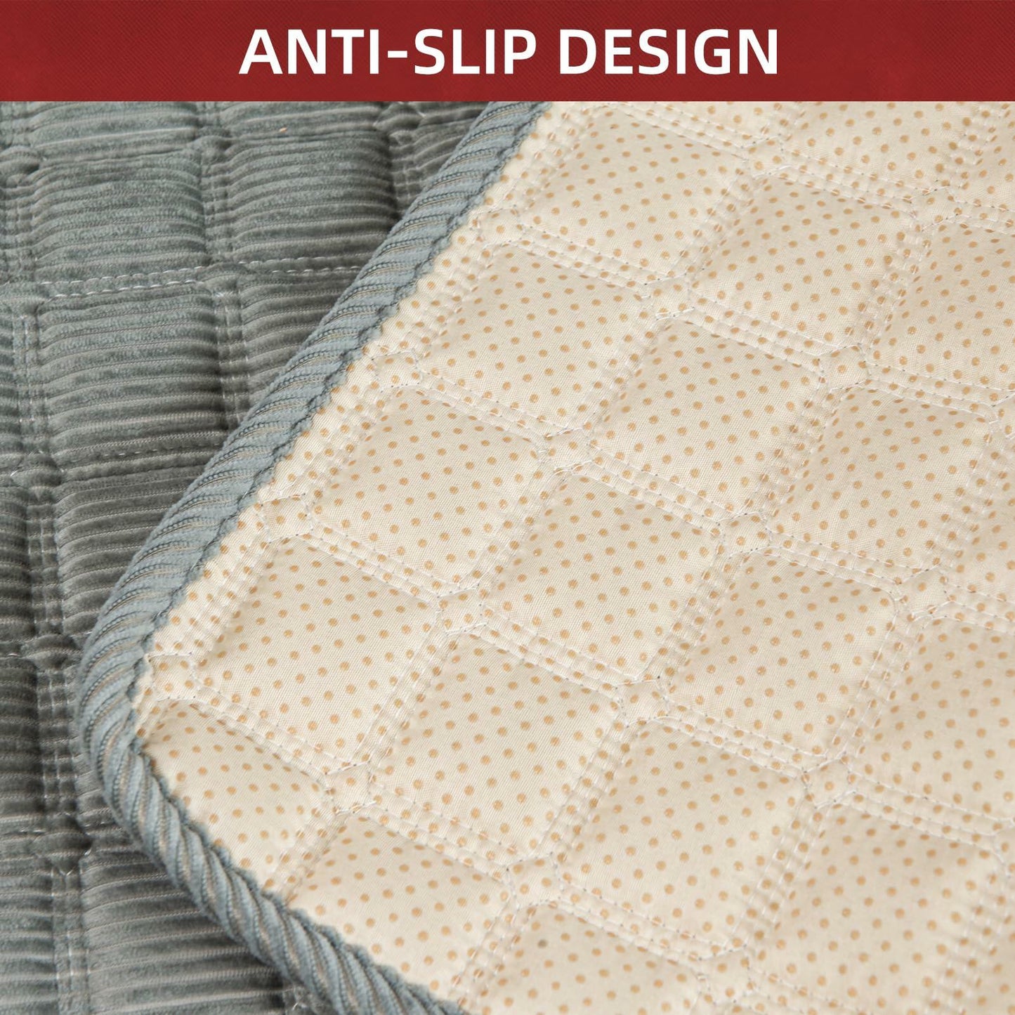 TAOMOCASTL Corduroy Sectional Sofa Cover Non Slip Washable Gray 28x70 1pc