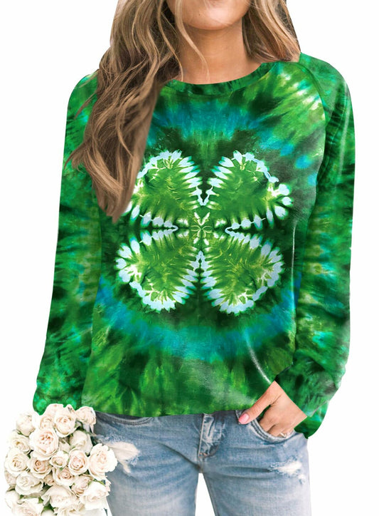 St. Patricks Day Womens Irish Shamrock Lightweight Raglan Sweatshirt Green 2XL