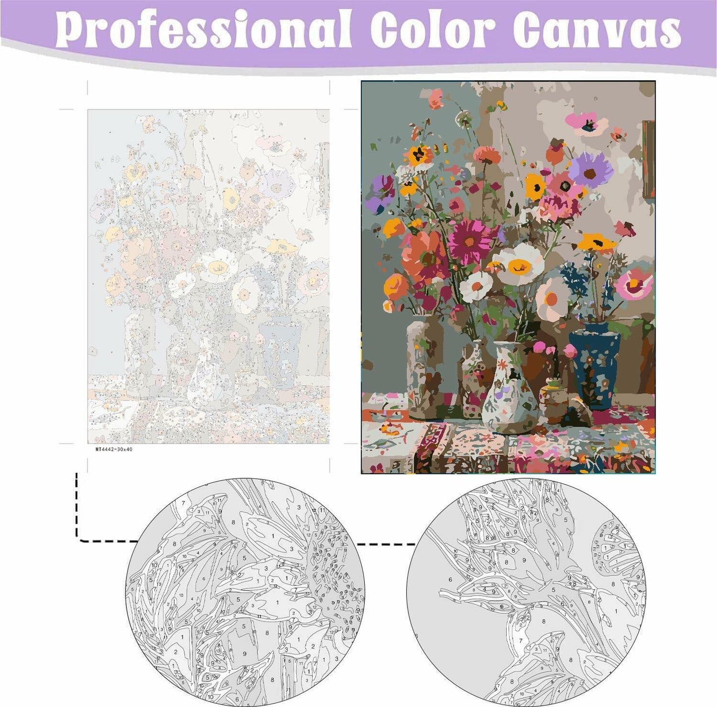 Eiazuiks Paint by Number Kit for Adults 12x16 Little Daisy with Frame & Brushes