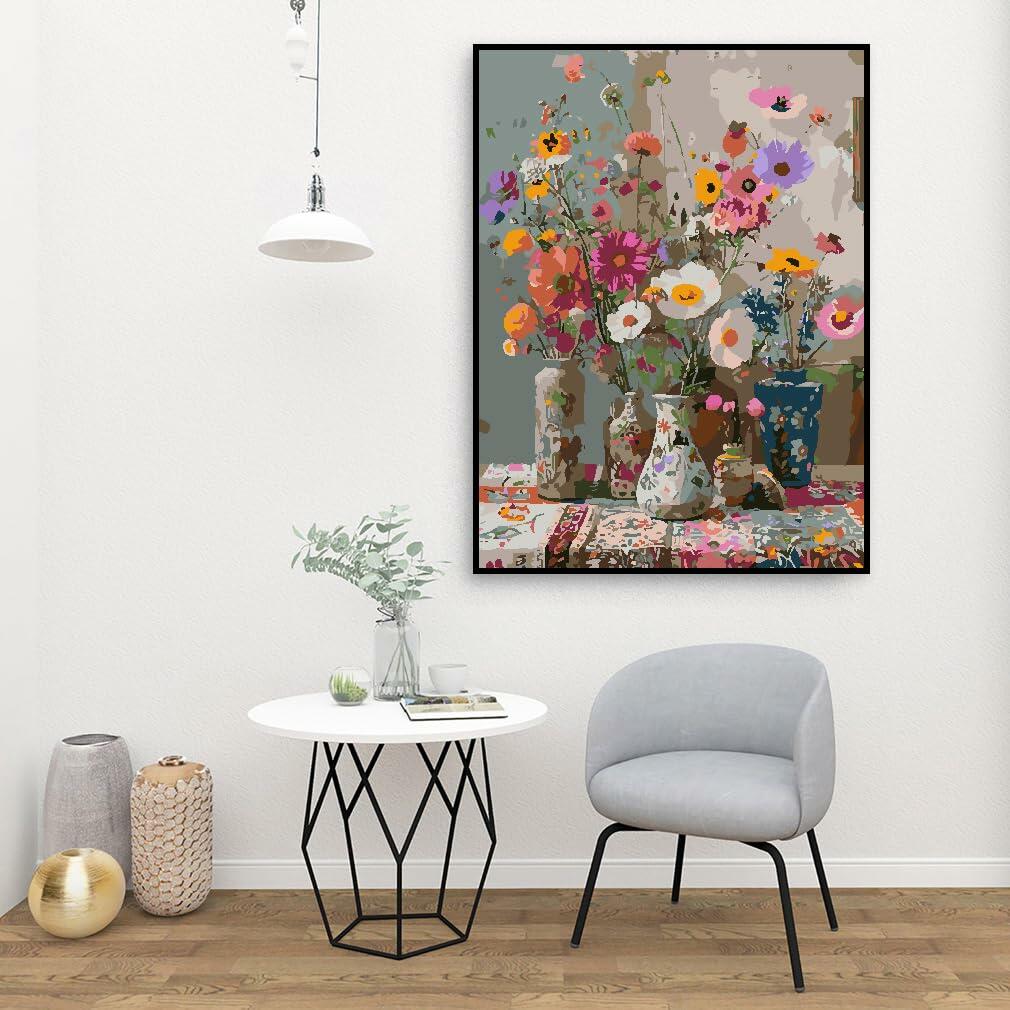 Eiazuiks Paint by Number Kit for Adults 12x16 Little Daisy with Frame & Brushes