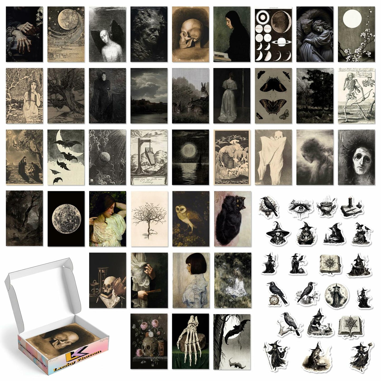 Lucky Numen Goth Posters Wall Art Vintage Aesthetic Black 40PCS