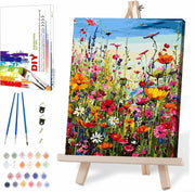 [Like New] Eiazuiks Paint by Number Kit Wild Flower 12x16 with Frame & Brushes