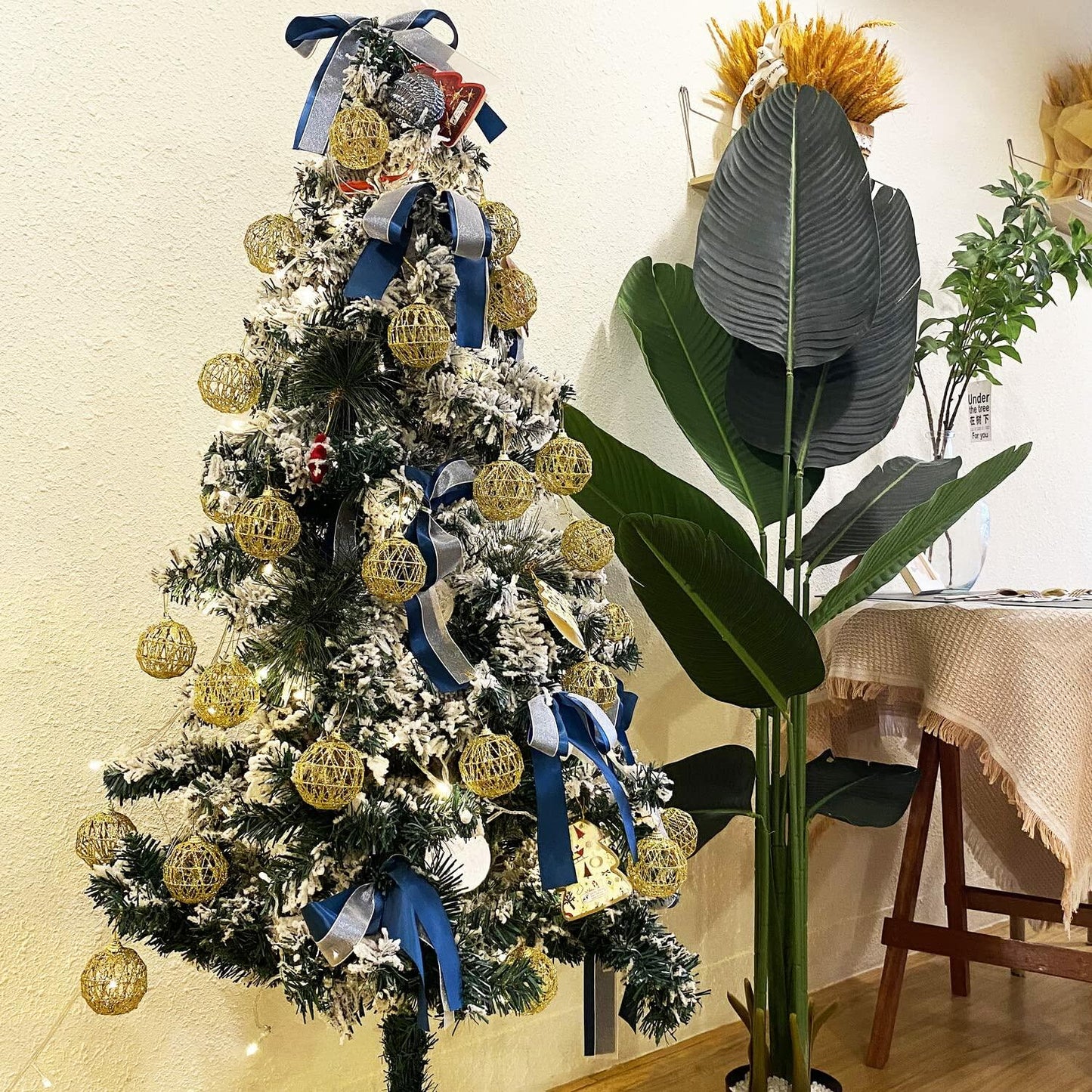 16 Golden Christmas Balls Ornaments 2.36in Gold Glitter Tree Decor