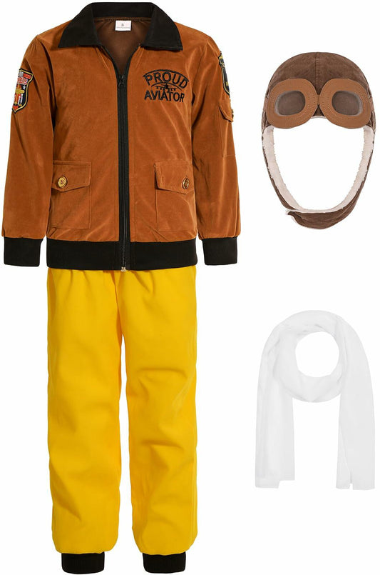 SIZGAROOT Kids Pilot Aviator Costume Halloween Dress Up Size 4-5 Years