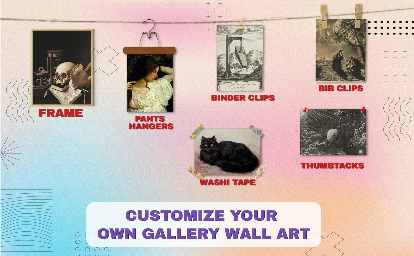 Lucky Numen Goth Posters Wall Art Vintage Aesthetic Black 40PCS