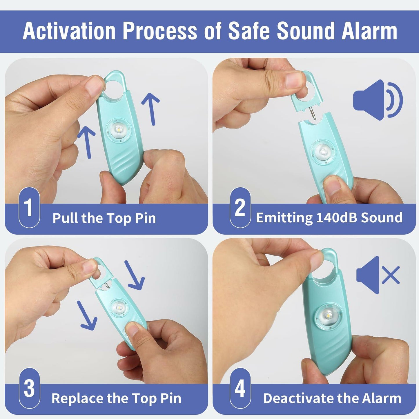 [Like New] Safe Sound Personal Alarm 2 Pack 140db Siren Strobe Light Key Chain