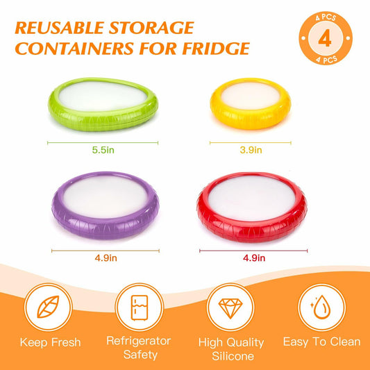 [Like New] Avocado Saver 4PCS Reusable Silicone Food Keepers for Avocado Onion Potato