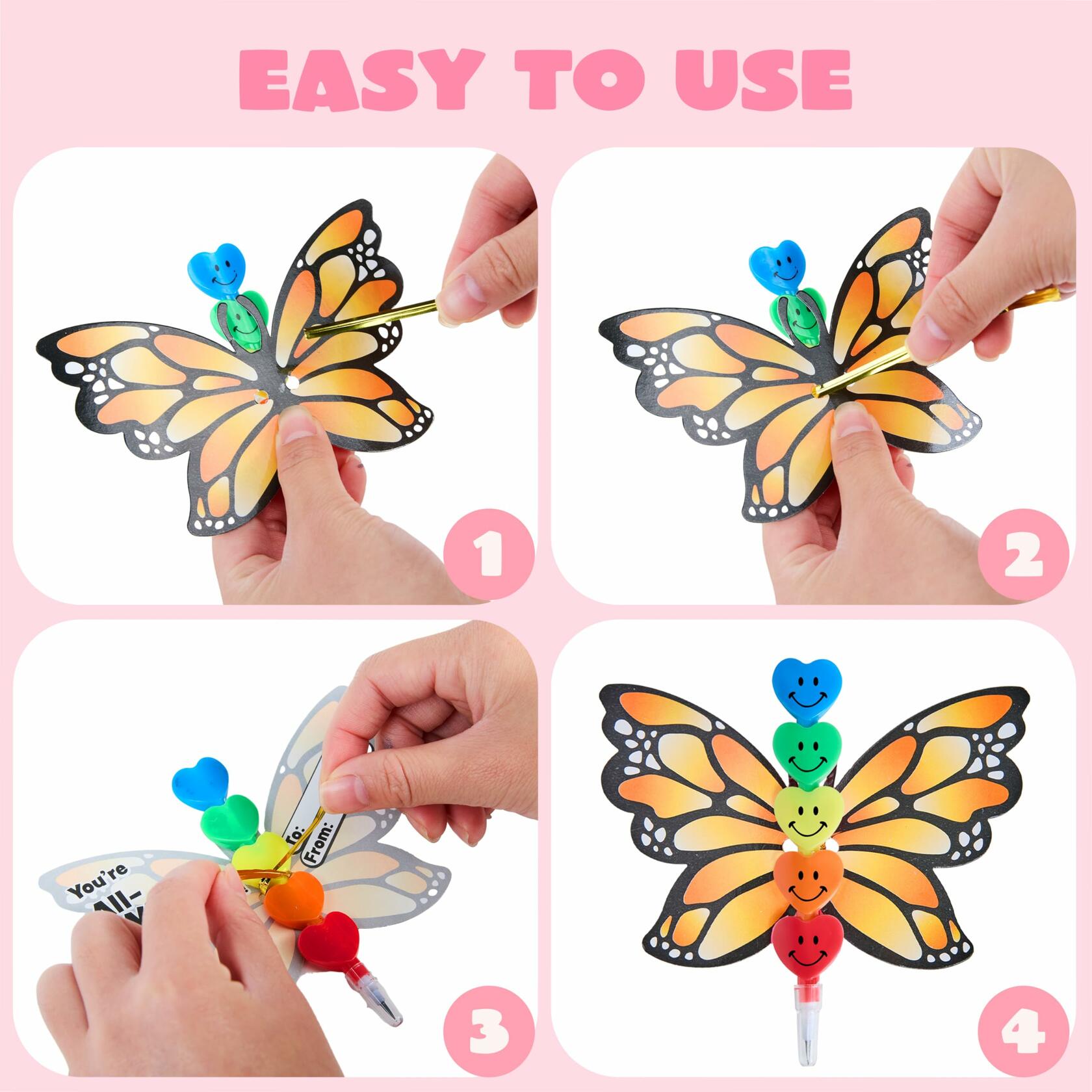 JOYIN 36PCS Valentines Day Kids Party Favor Set Butterfly Pencils Cards