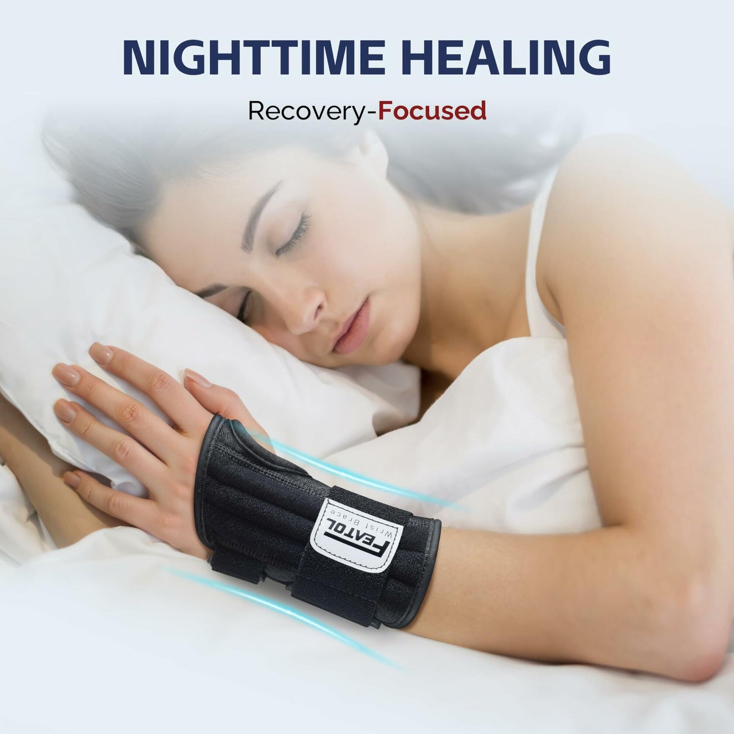 [Like_new] FEATOL Carpal Tunnel Wrist Brace 2 Pack Pain Relief 6.5'' Black Size M