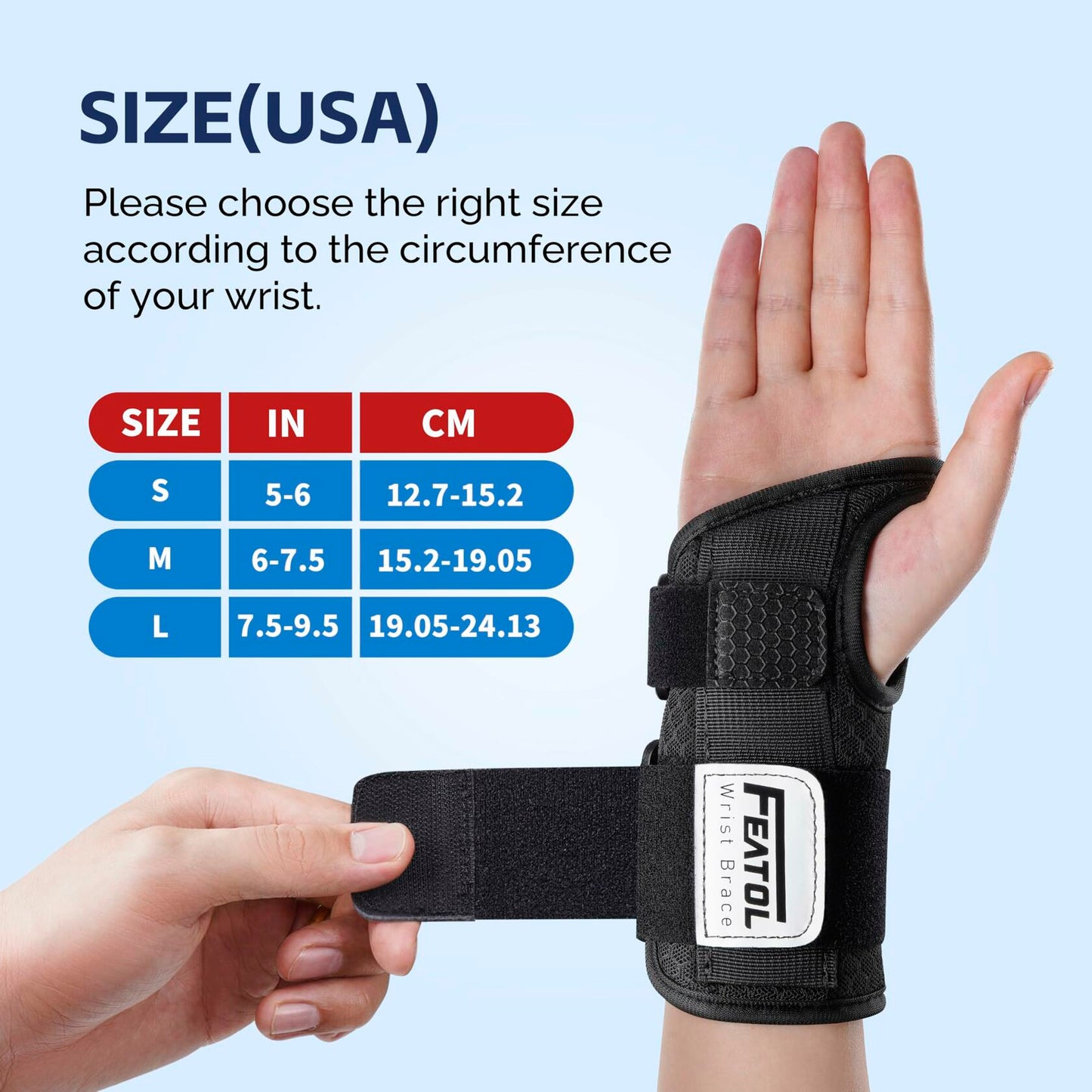 [Like_new] FEATOL Carpal Tunnel Wrist Brace 2 Pack Pain Relief 6.5'' Black Size M