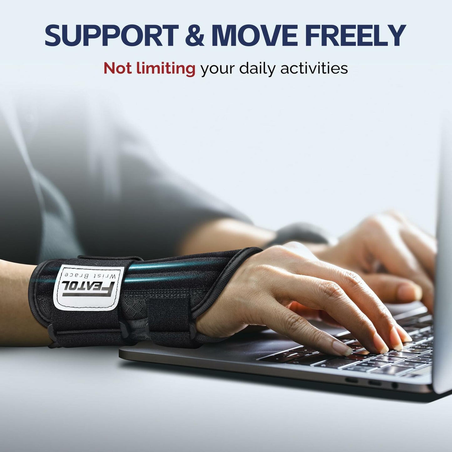 [Like_new] FEATOL Carpal Tunnel Wrist Brace 2 Pack Pain Relief 6.5'' Black Size M