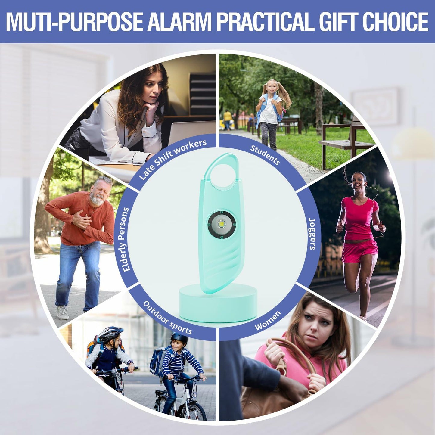 [Like New] Safe Sound Personal Alarm 2 Pack 140db Siren Strobe Light Key Chain