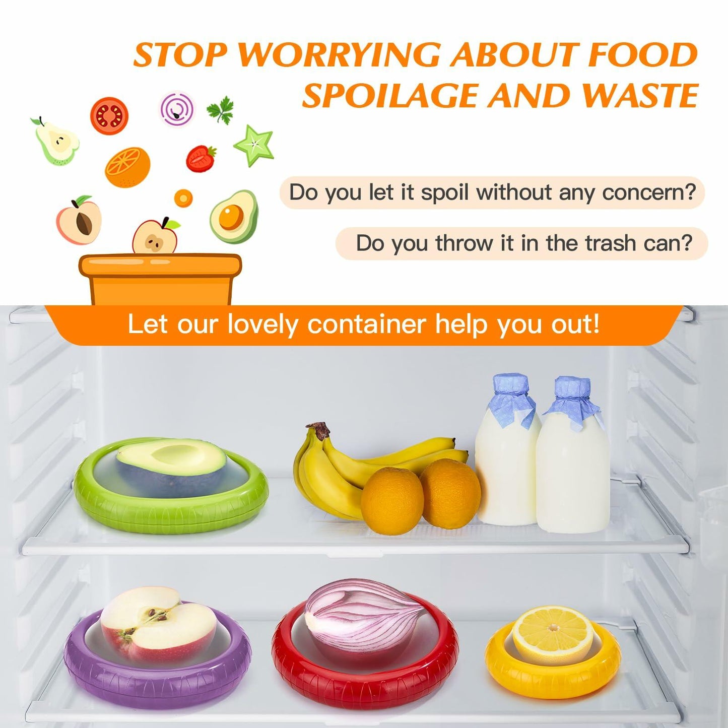 [Like New] Avocado Saver 4PCS Reusable Silicone Food Keepers for Avocado Onion Potato
