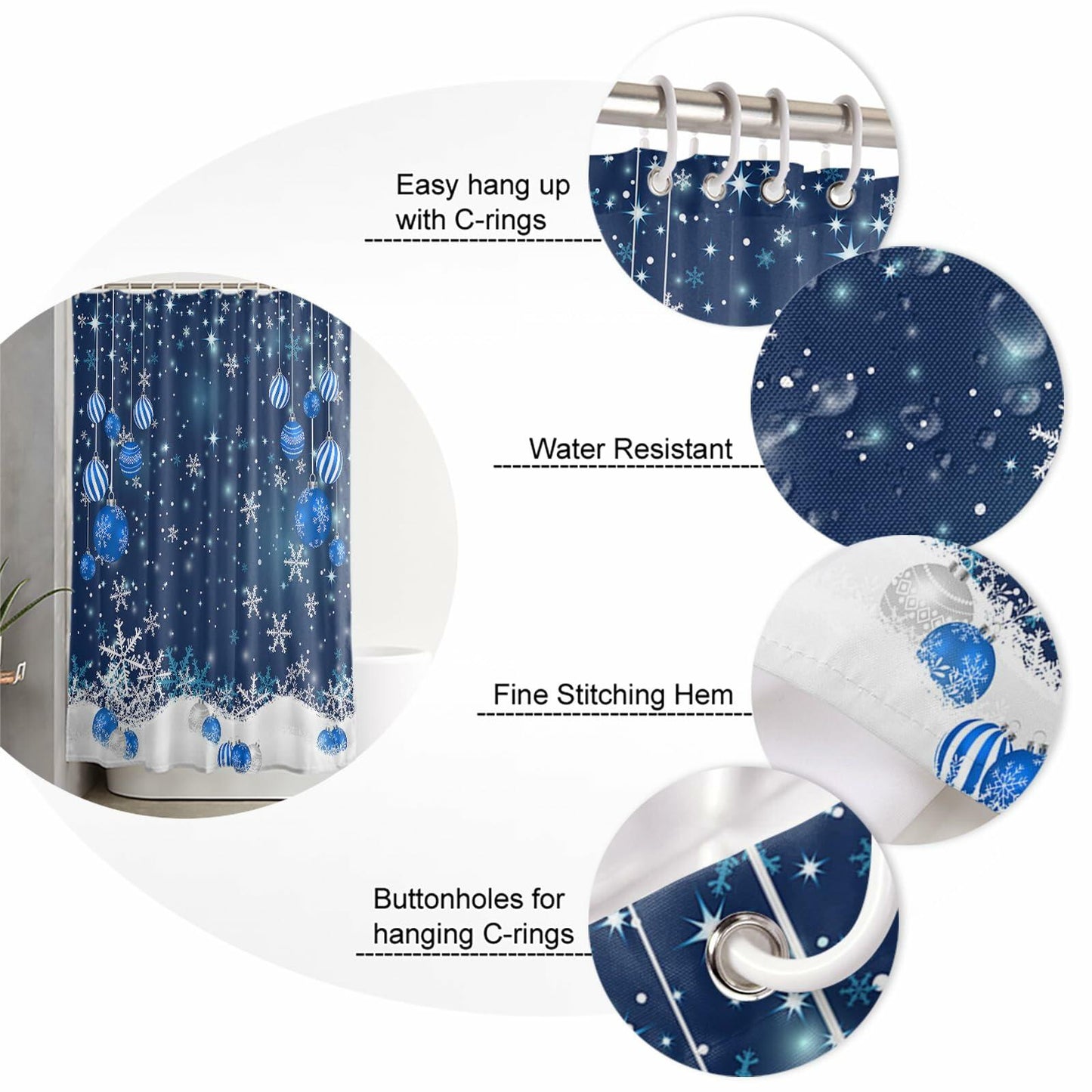 Christmas Gingerbread Man Shower Curtain Waterproof 72x72 Xmas Holiday Decor