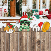 Bolisom Christmas Fence Peeker Garden Yard Sign Outdoor Xmas Decor