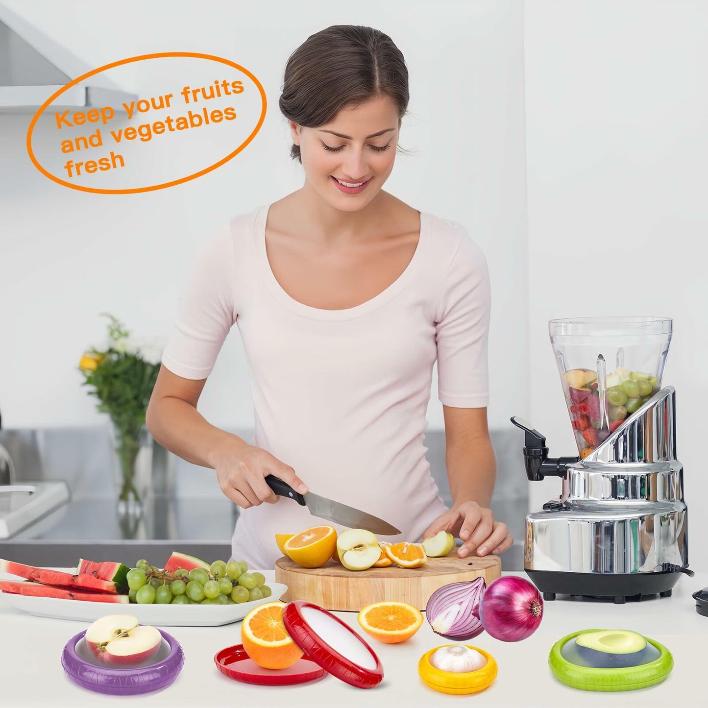 [Like New] Avocado Saver 4PCS Reusable Silicone Food Keepers for Avocado Onion Potato