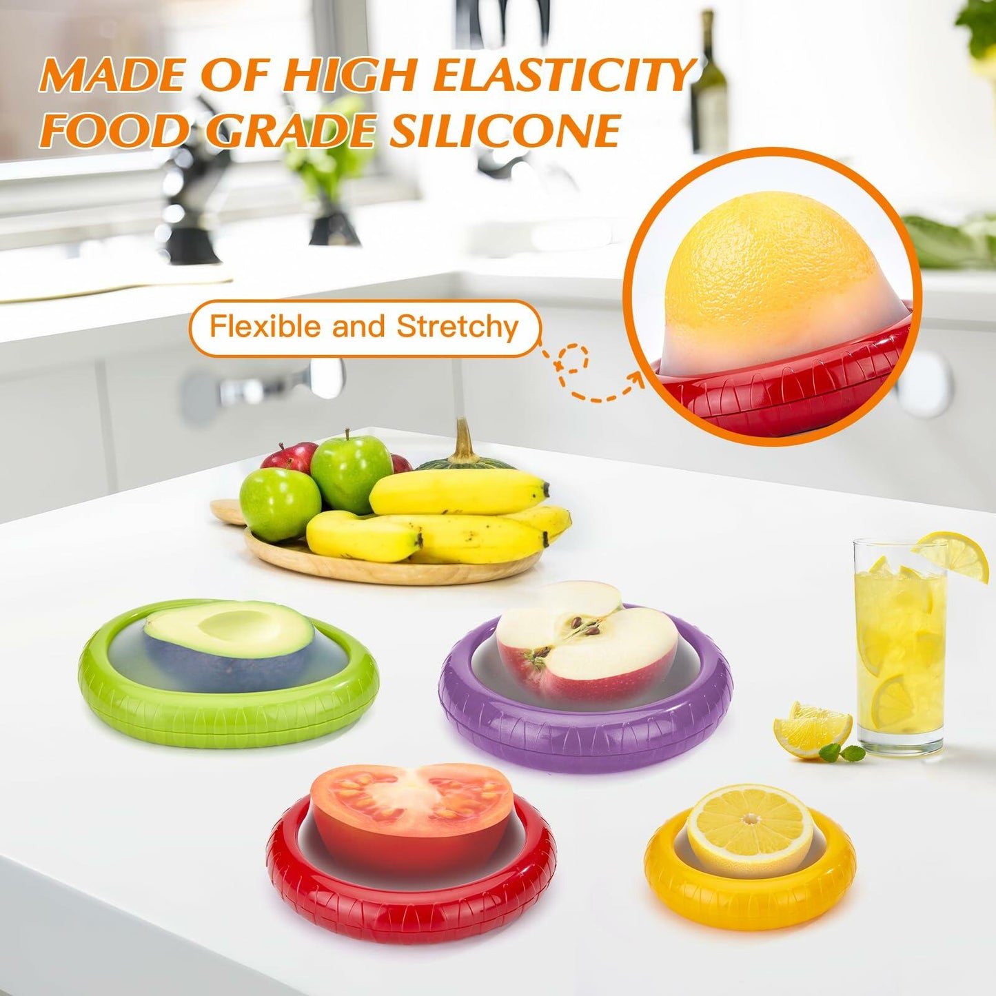 [Like New] Avocado Saver 4PCS Reusable Silicone Food Keepers for Avocado Onion Potato