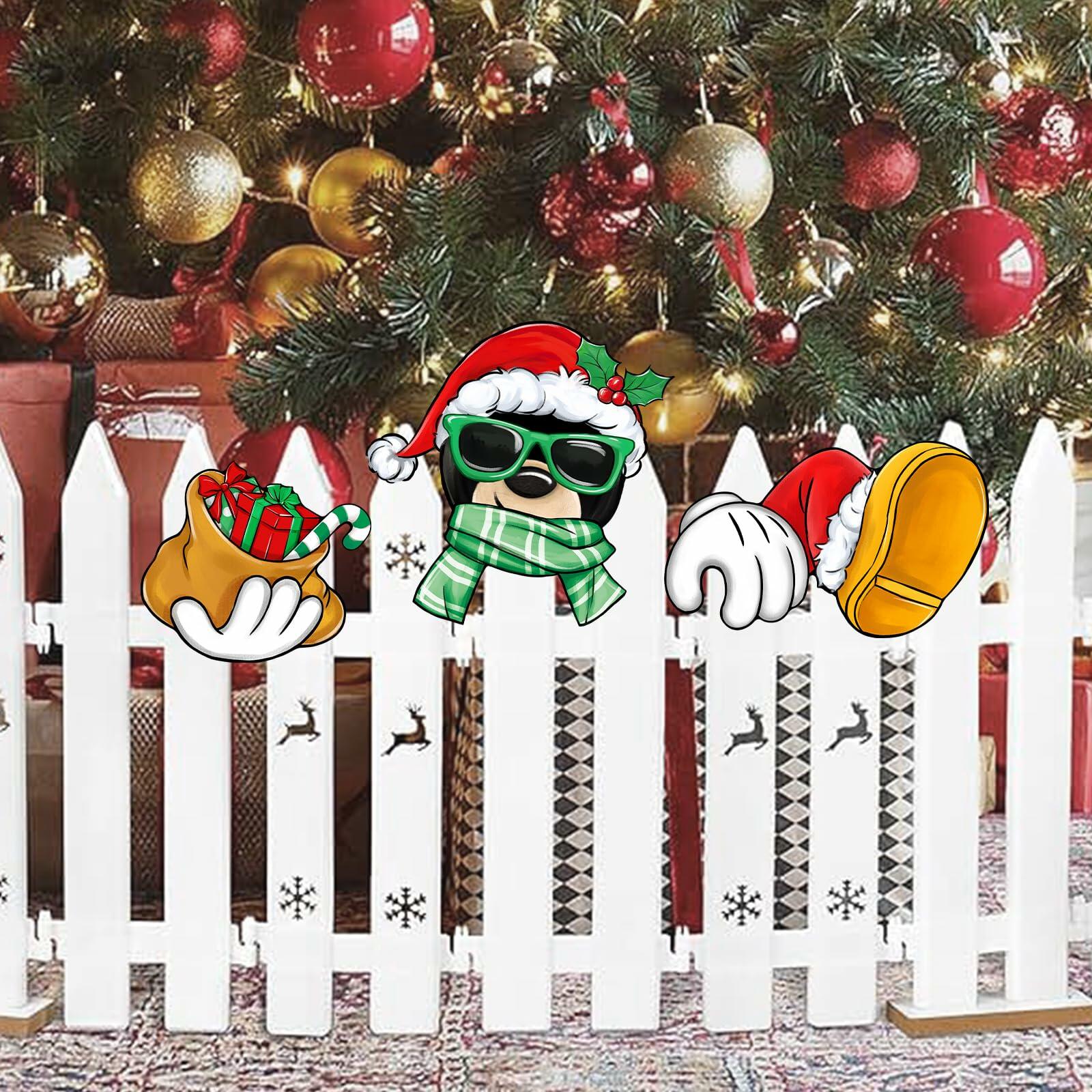 Bolisom Christmas Fence Peeker Garden Yard Sign Outdoor Xmas Decor