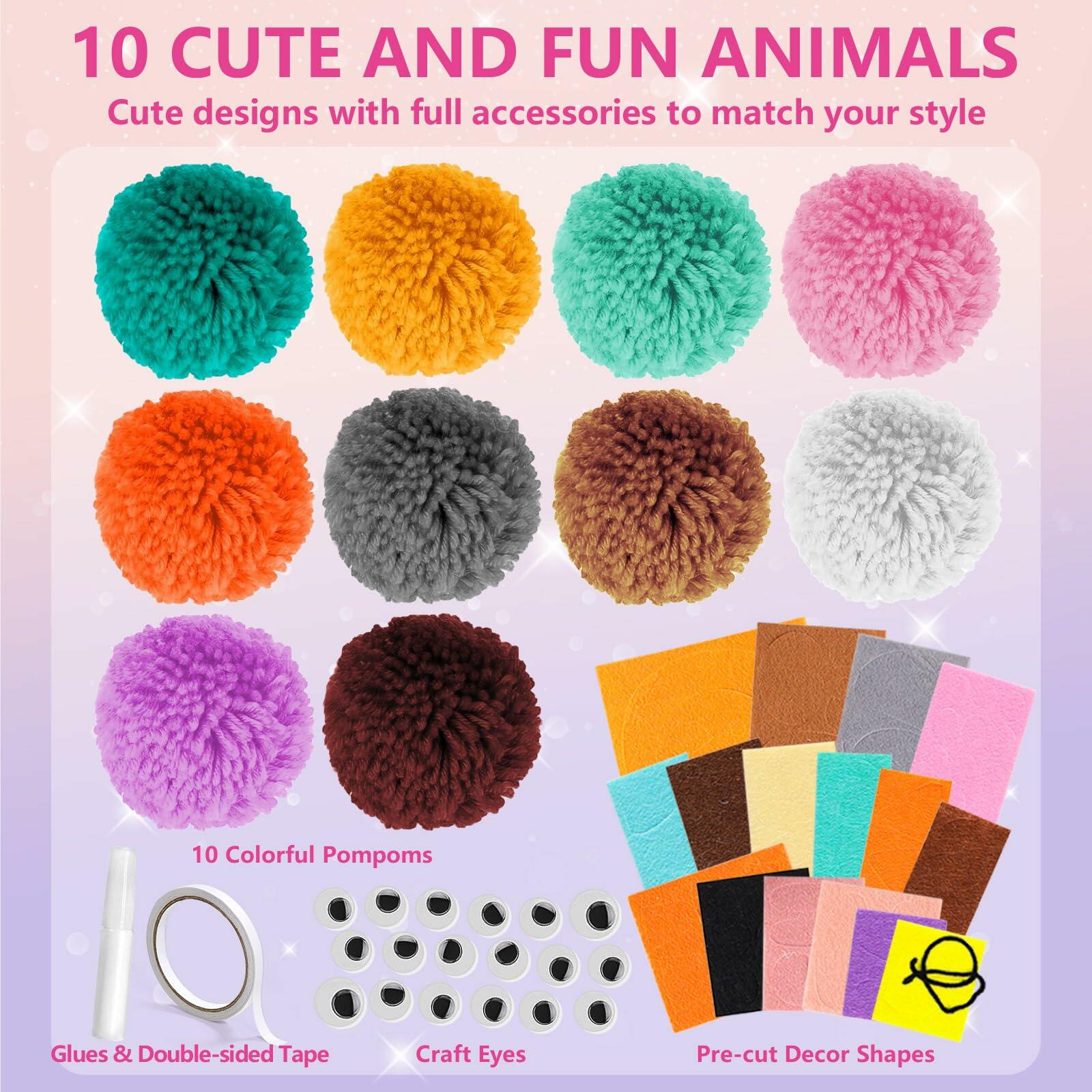 [Like New] Pom Pom Craft Kit DIY Plush Animal Art Project for Kids Ages 6-9