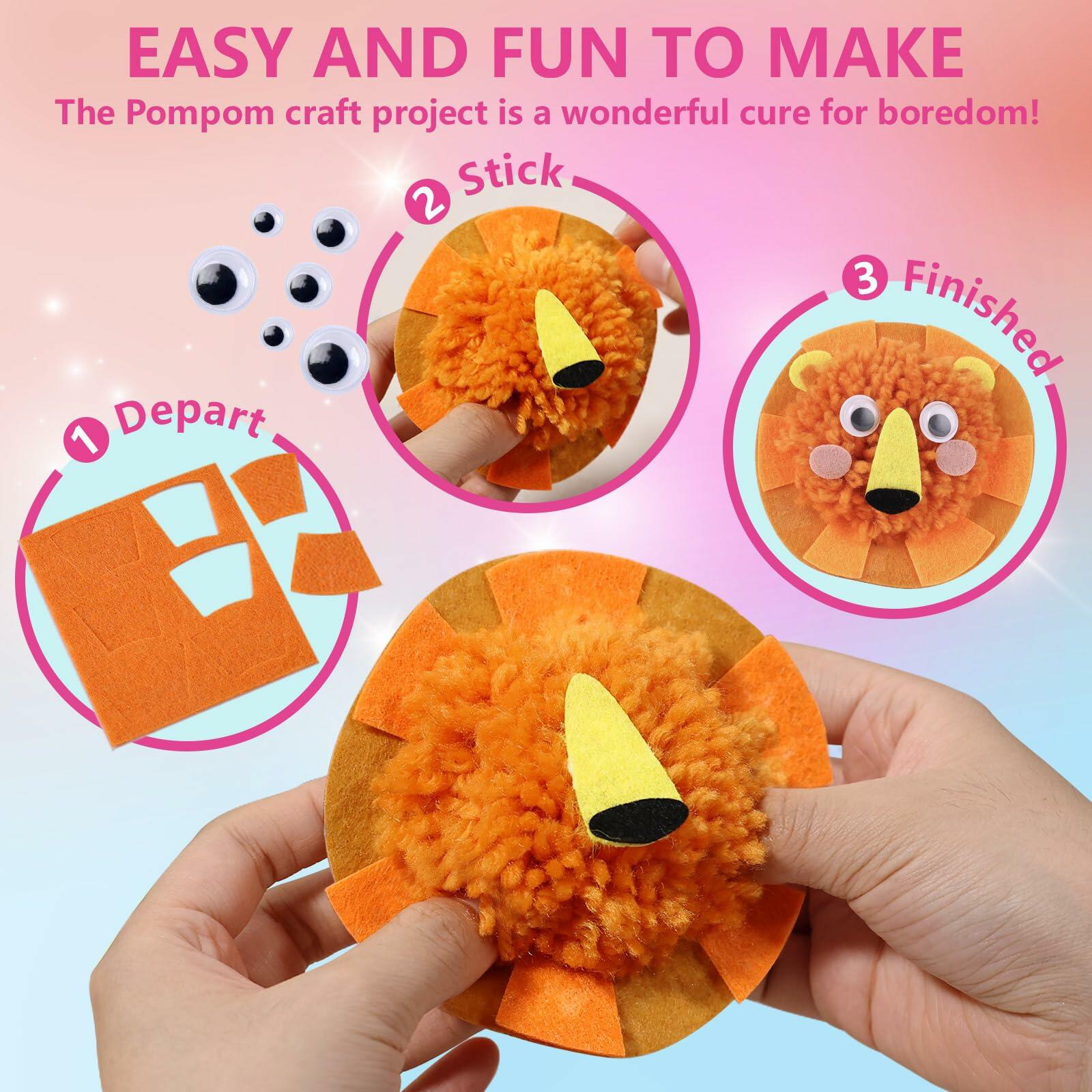 [Like New] Pom Pom Craft Kit DIY Plush Animal Art Project for Kids Ages 6-9