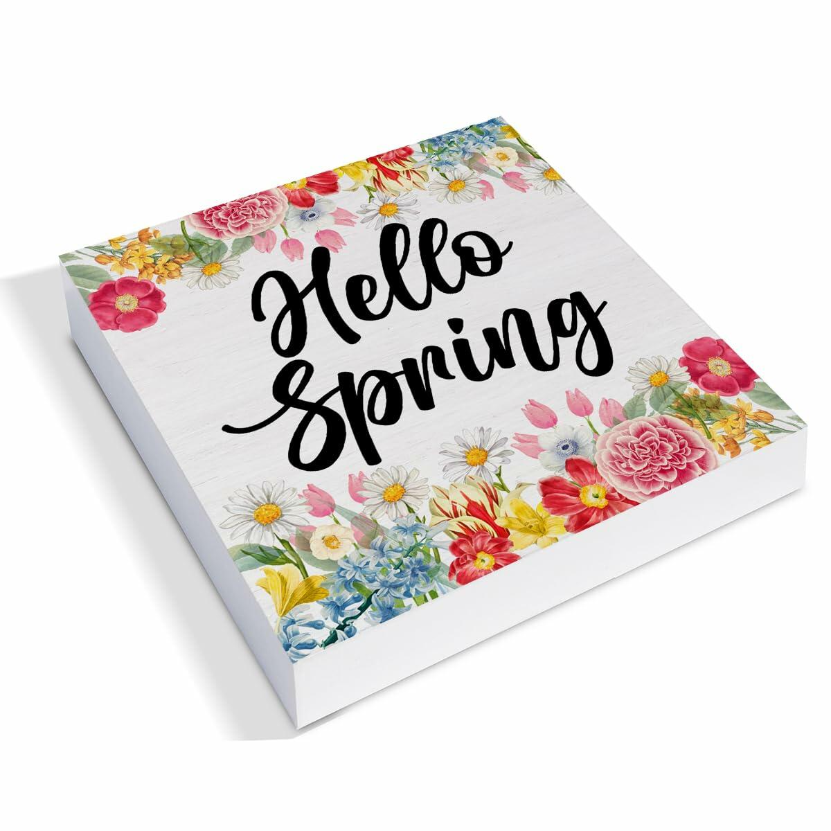 Rustic Flower Market Wood Sign Spring Decor Tabletop Shelf 5x5 Inches