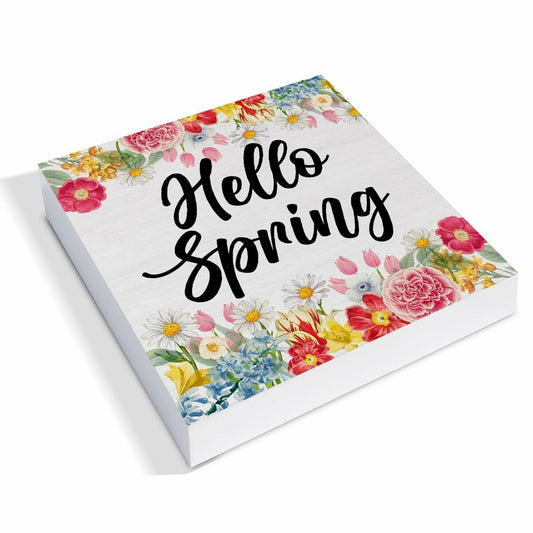 Rustic Flower Market Wood Sign Spring Decor Tabletop Shelf 5x5 Inches