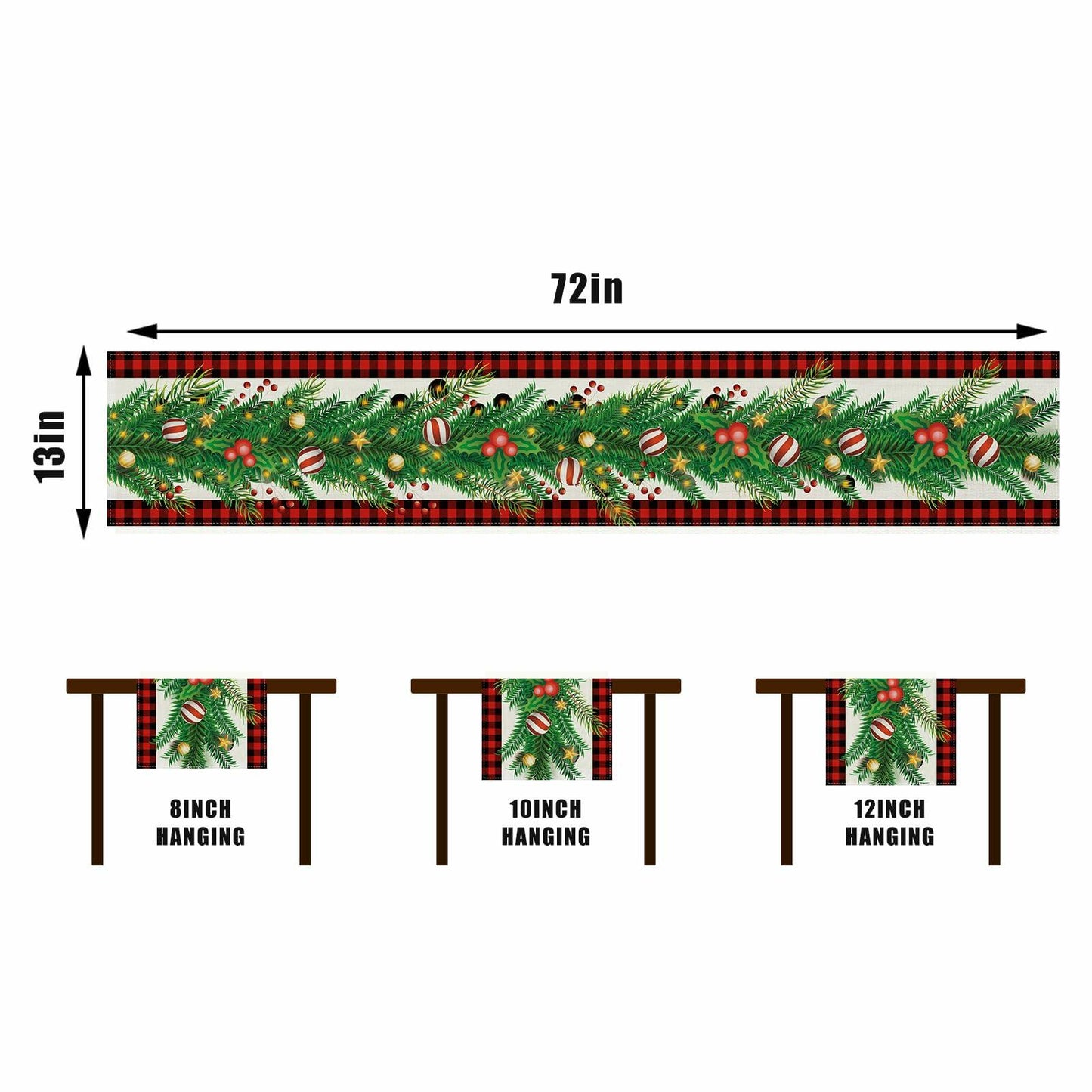 Linen Christmas Table Runner Winter Xmas Decorations 13x72 Inch