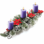 [Like New] 30" Artificial Christmas Centerpiece Red Flowers Berries Pinecones 3 Candle