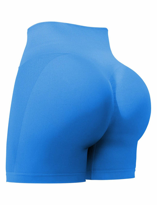 HIGORUN Women's High Waisted Seamless Workout Shorts Dark Blue Size L