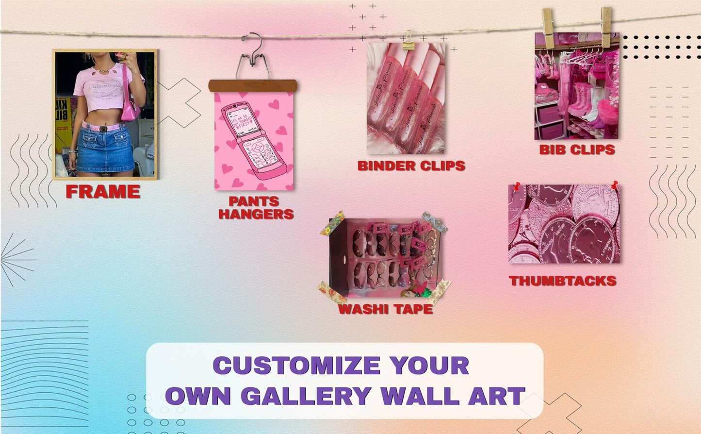 Lucky Numen Y2K Pink Posters 12PCS Teen Girls Bedroom Room Decor Unframed