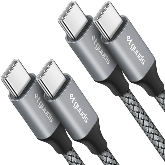 etguuds USB C to USB C Cable 3ft 2-Pack 60W Fast Charging Black