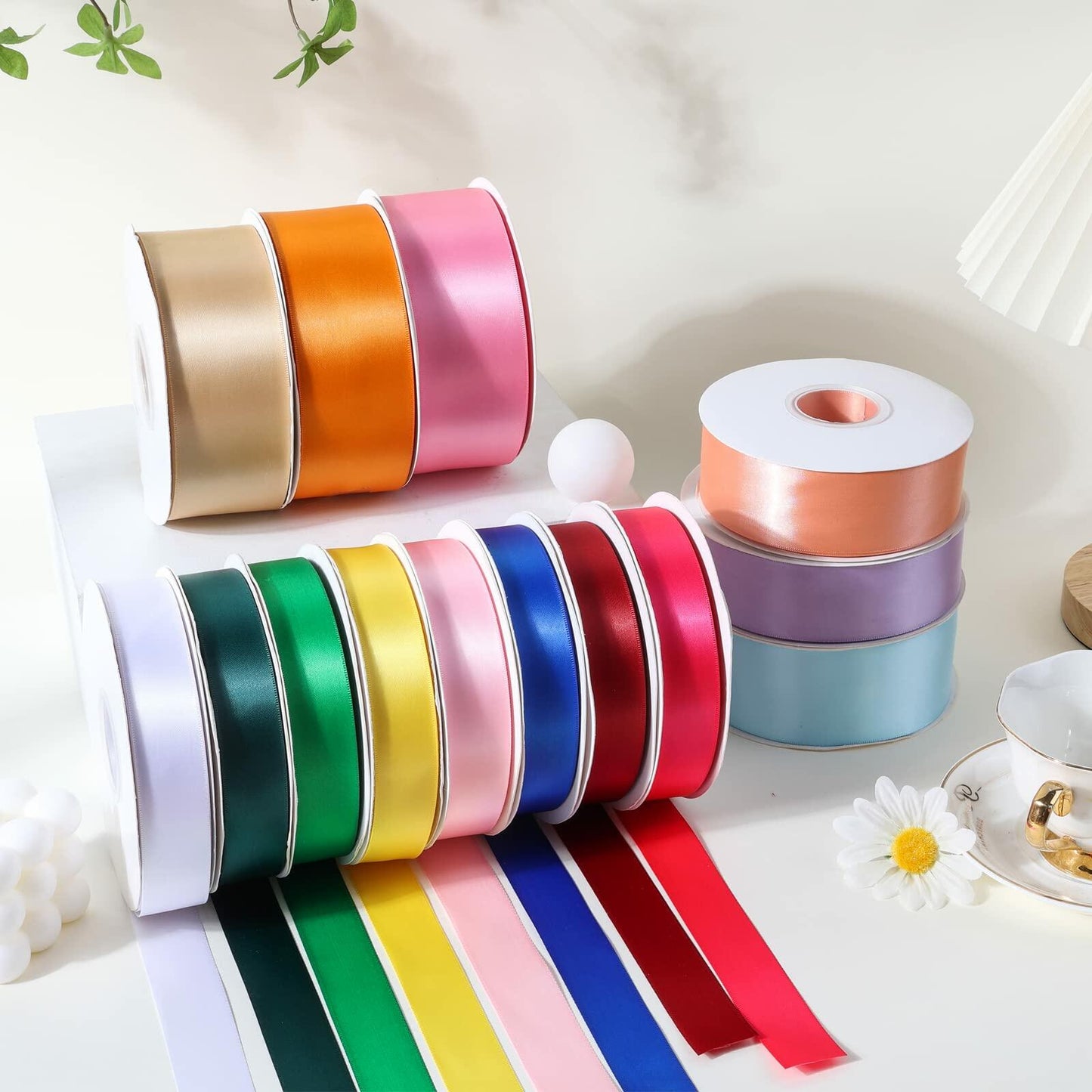 Double Faced Satin Ribbon 1" x 50yd Forest Green High Density Polyester