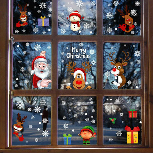 Christmas Window Clings Milky Snowflakes Xmas Stickers 160pcs Winter Decor