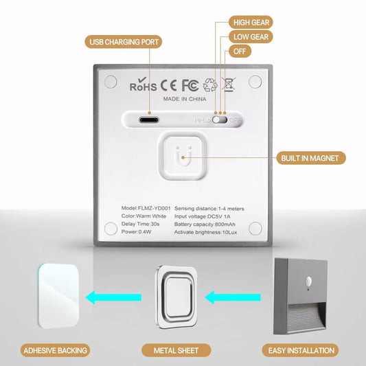 [Like New] Rechargeable Motion Sensor Night Light Warm White Adjustable Brightness 1 Pack