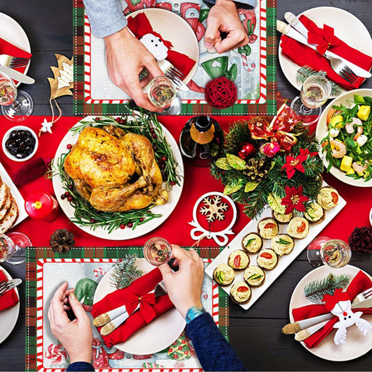 MAJOYLIFE Christmas Placemats Set of 4 16.5x12.5 Rectangle Santa Claus