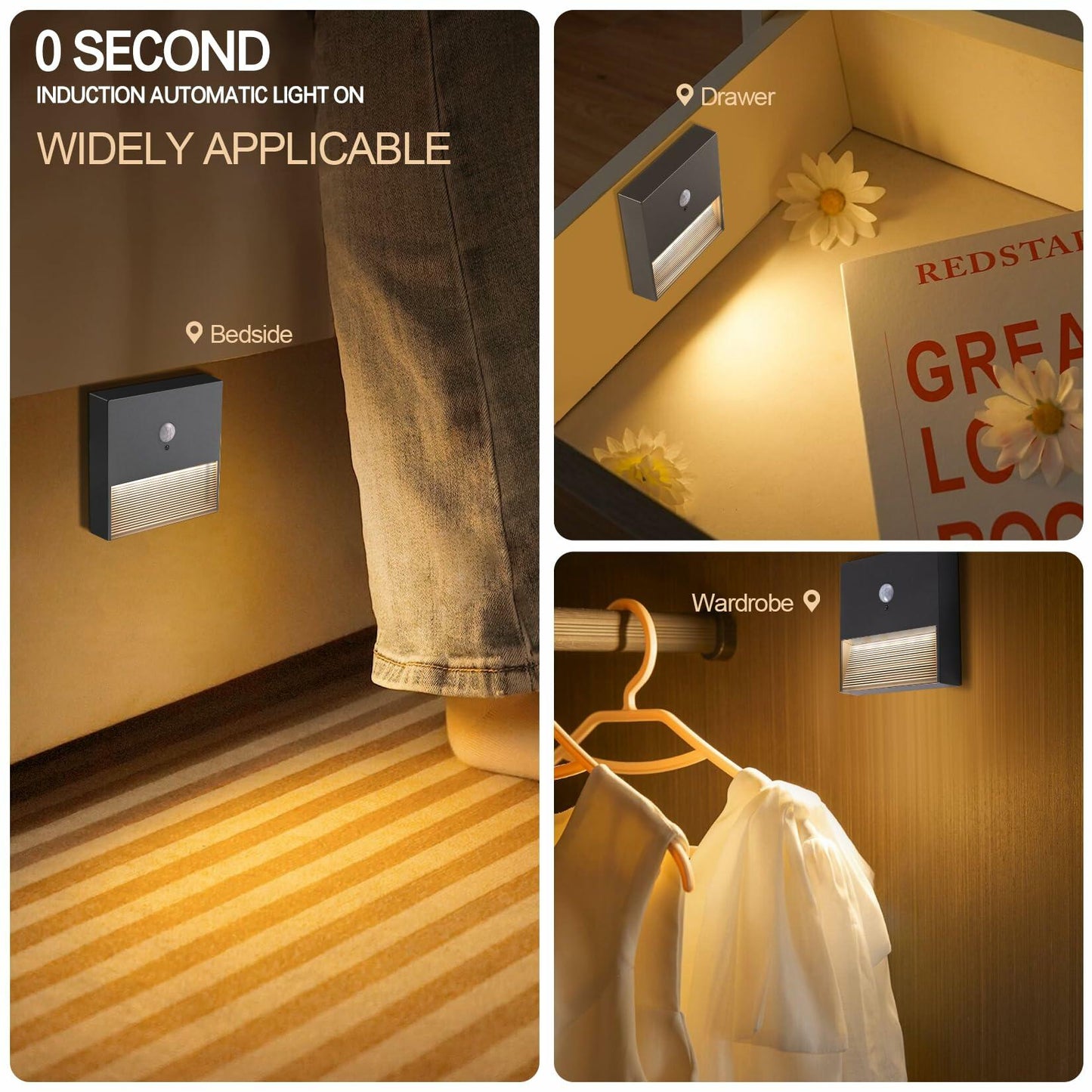 [Like New] Rechargeable Motion Sensor Night Light Warm White Adjustable Brightness 1 Pack