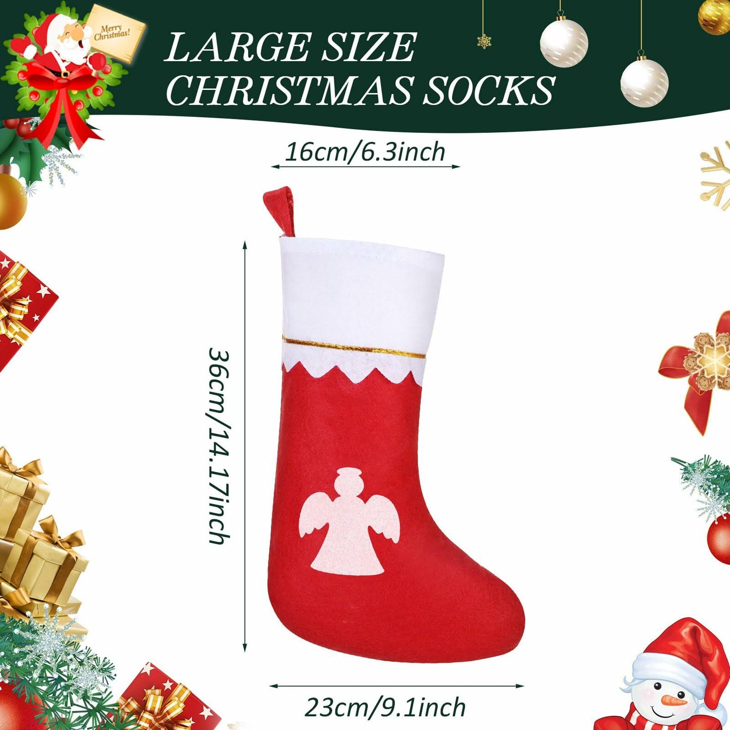 Zubebe 200 Pcs Red Felt Christmas Stockings Rustic Xmas Decor 15 Inch