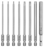 WEALD TRIBE 8pc 1/4" Hex Metric Screwdriver Bit Set S2 Steel Magnetic 4 Inch