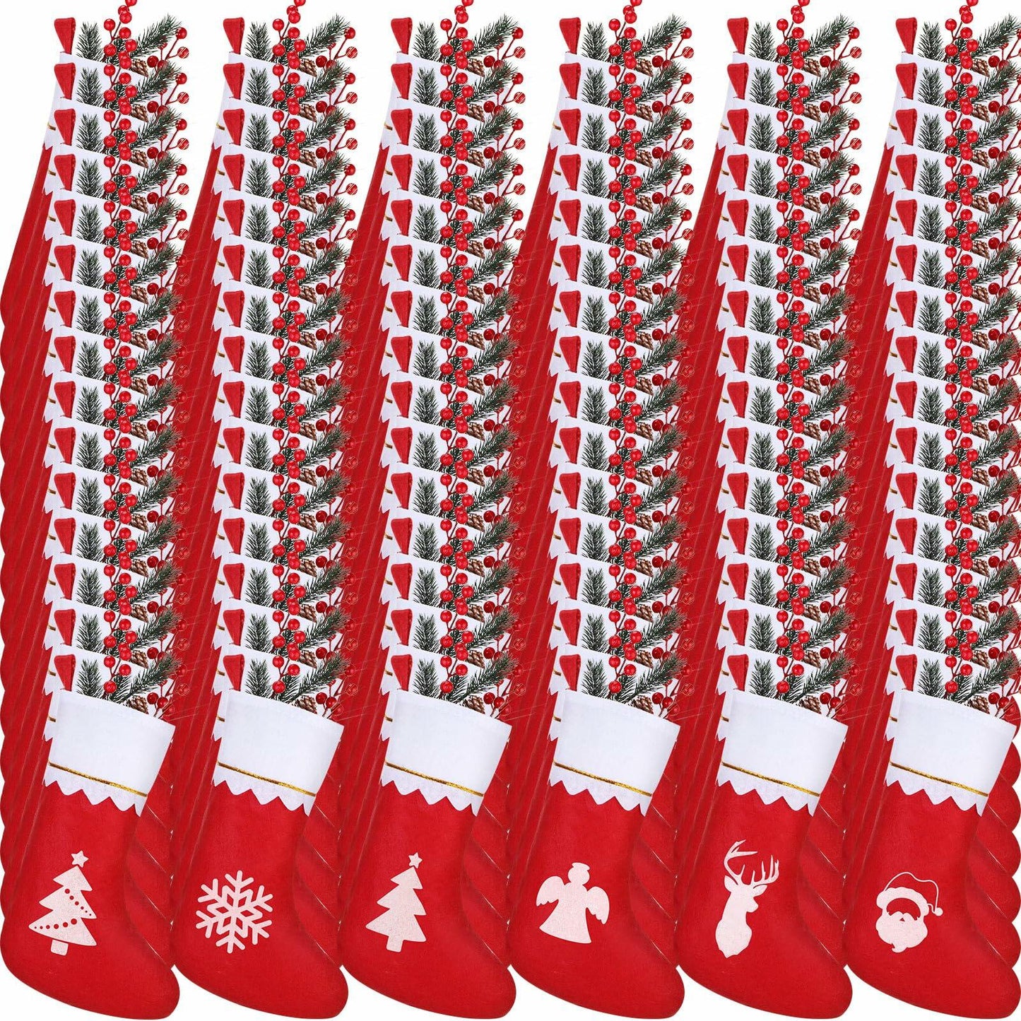 Zubebe 200 Pcs Red Felt Christmas Stockings Rustic Xmas Decor 15 Inch