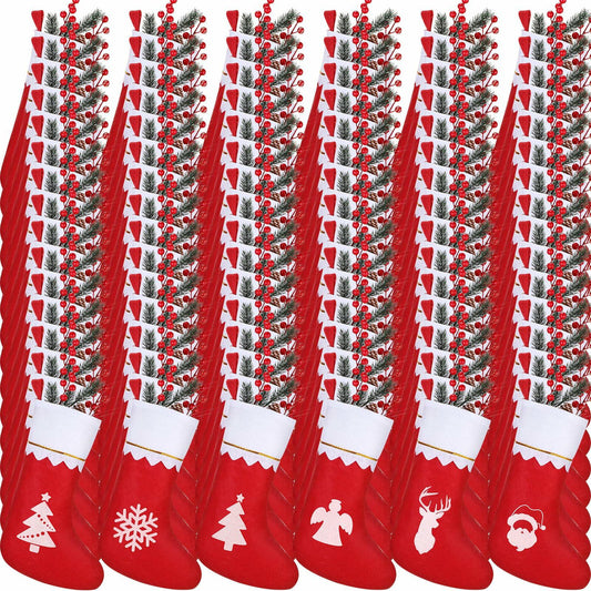 Zubebe 200 Pcs Red Felt Christmas Stockings Rustic Xmas Decor 15 Inch
