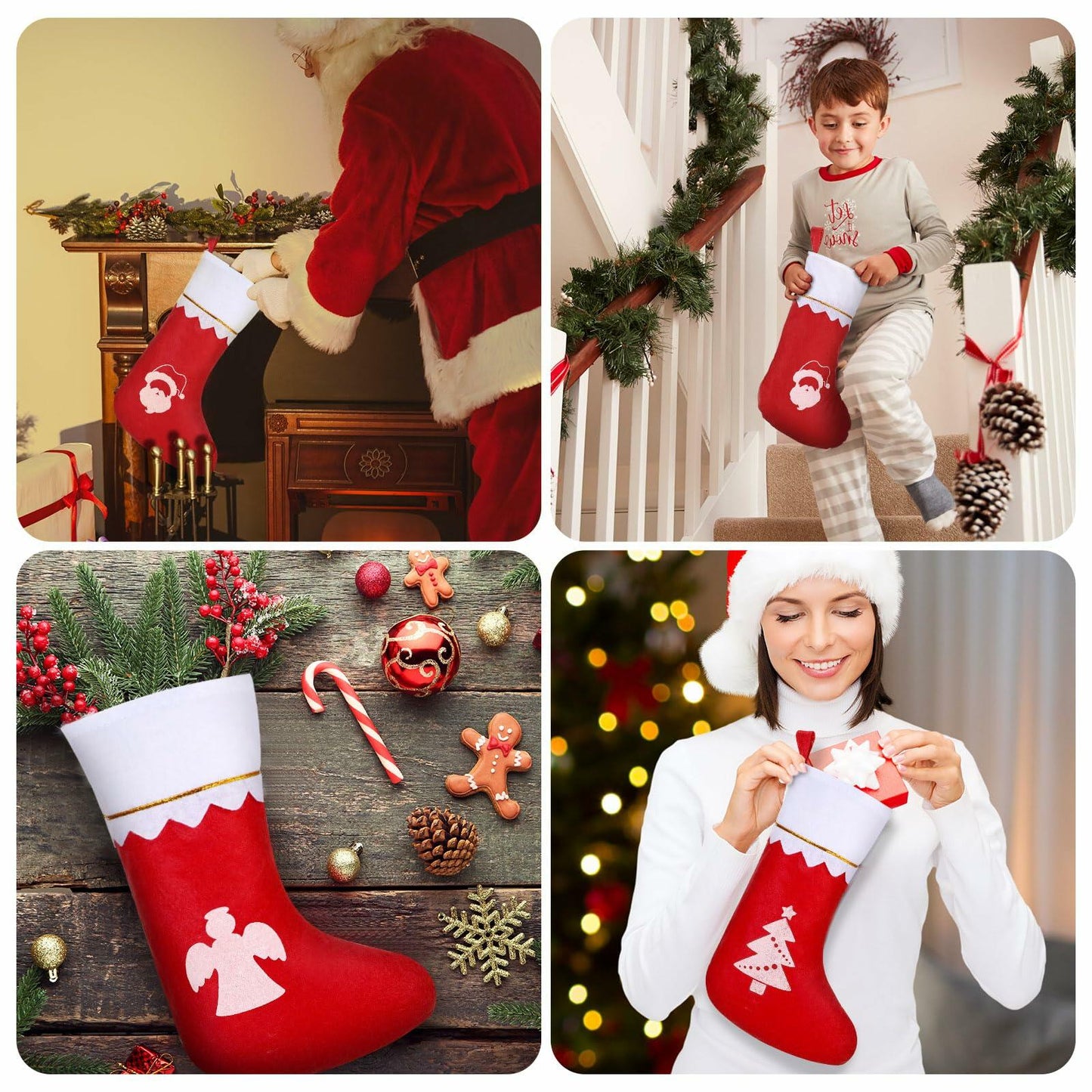 Zubebe 200 Pcs Red Felt Christmas Stockings Rustic Xmas Decor 15 Inch