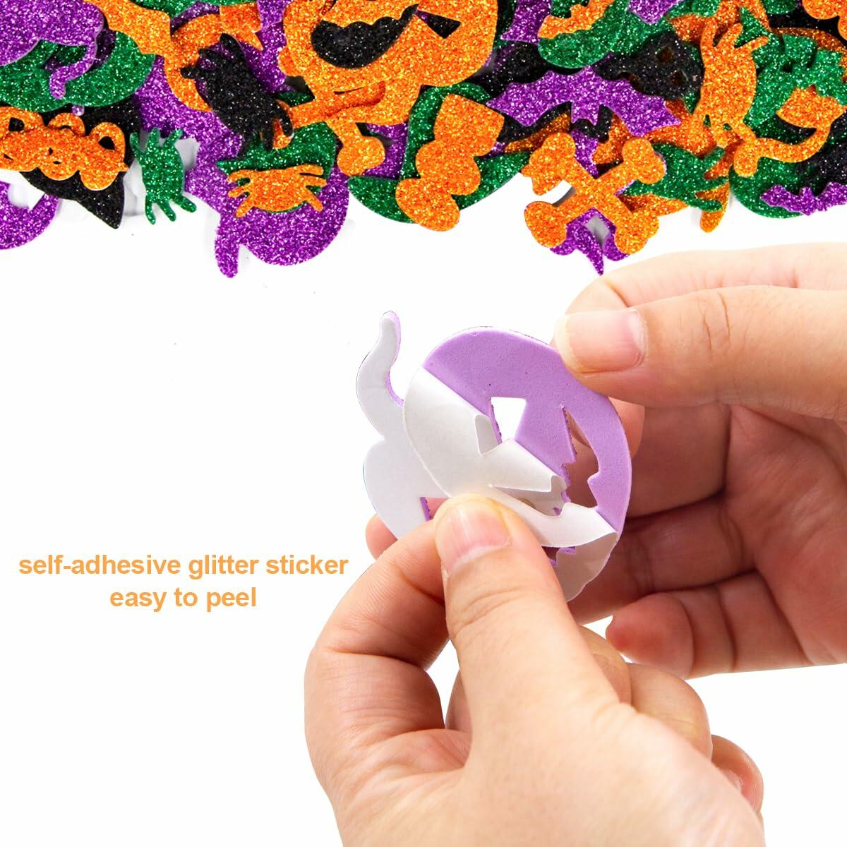 Fancy Land Halloween Foam Glitter Stickers 500 Pcs Sparkly Craft Supplies