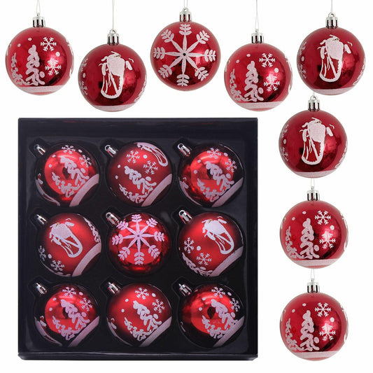 KTKDE Christmas Balls Ornaments 2.36" 60mm 9 Pcs Colored Shatterproof Set