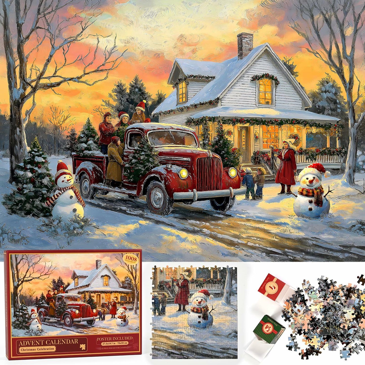 Homlouue Jigsaw Puzzle Advent Calendar 2024 1008pcs 27.56x19.68in