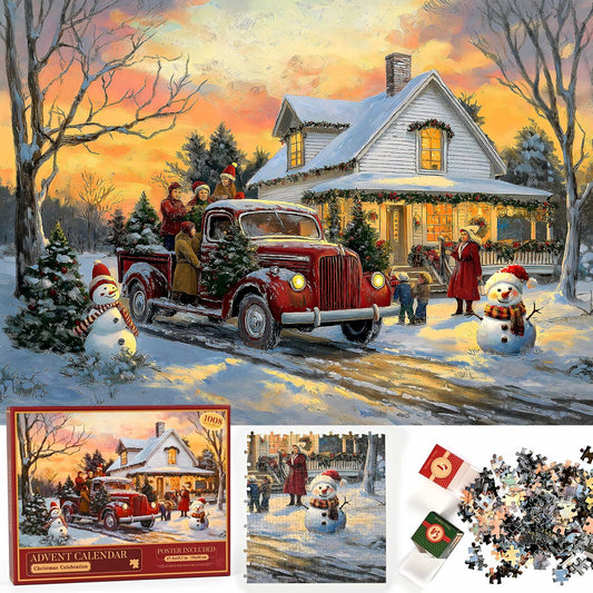 Homlouue Jigsaw Puzzle Advent Calendar 2024 1008pcs 27.56x19.68in